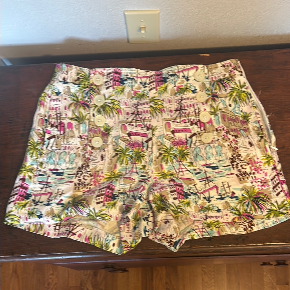 Tropical Print Button-Up Shorts- J. Crew